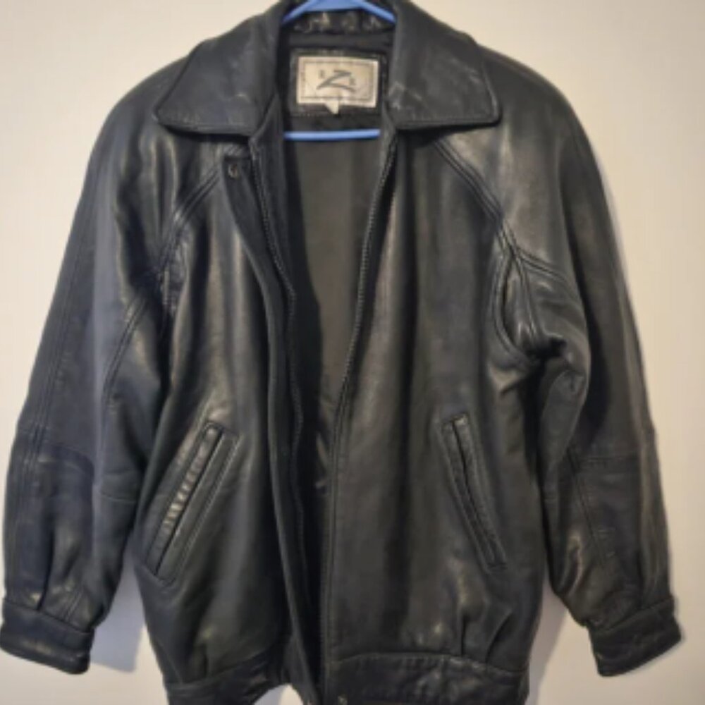 Men's Vintage 80s Black Leather Jacket
